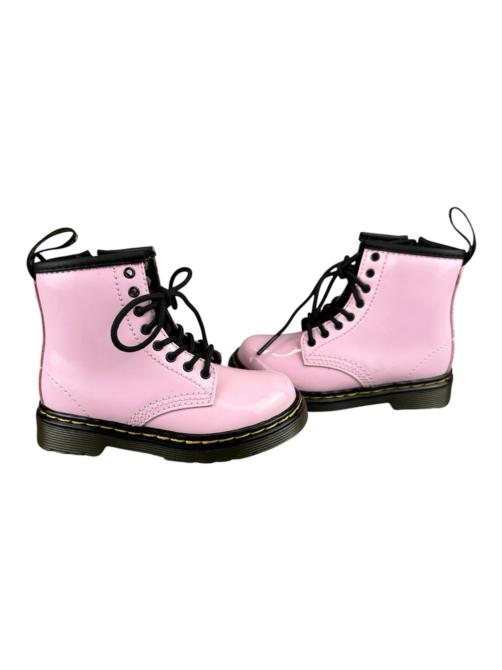 Dr Martens 1460 Toddler Combat Boots US 7 Pink Patent Leather Side Zip Lace Up